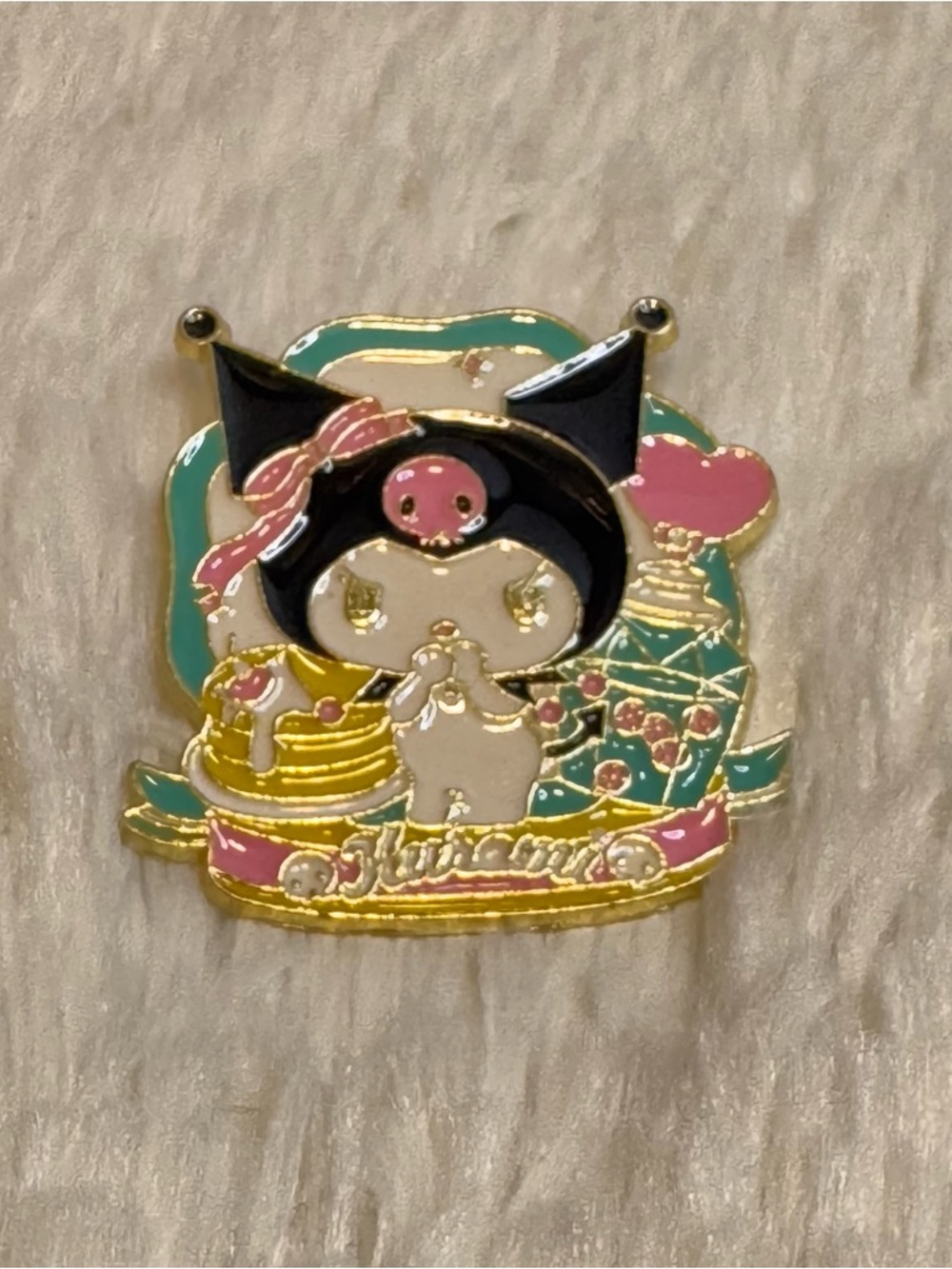 Premium Sanrio Kuromi Enamel Pin lapel brooch— Black, Pink, Teal, Cream, Gold